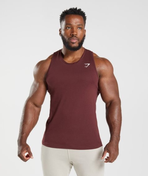 Men's Gymshark React Tanks Burgundy | CA D01573